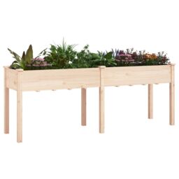 Berkfield Home Planter with Liner 203x53x76 cm Solid Wood Fir in Brown - Size: 203 x 53 x 76 cm - thumbnail 3