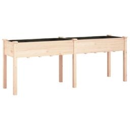 Berkfield Home Planter with Liner 203x53x76 cm Solid Wood Fir in Brown - Size: 203 x 53 x 76 cm - thumbnail 2