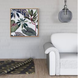 Warren Reed - Designer Watercolor Tropical Leaf Framed Canvas in Light Brown - Size: w40 inch x h40 inch - thumbnail 2