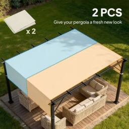 Kelvenix 2Pcs Pergola Replacement Canopy, 4.9 x 1.2m in White - Size: 0.6m2 - thumbnail 4