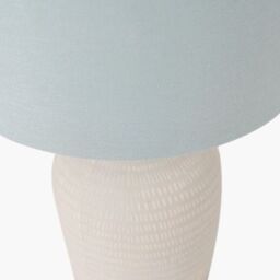 Ruma Duck Egg Blue Scandi Textured Ceramic Table Lamp Nordic Line Pattern - thumbnail 5