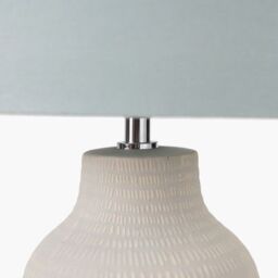 Ruma Duck Egg Blue Scandi Textured Ceramic Table Lamp Nordic Line Pattern - thumbnail 6