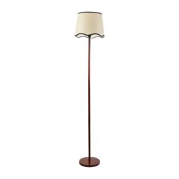ValueLights Heather Dark Wood Single Stem Floor Lamp with Scallop Edge Tapered Lamp Shade in Black - thumbnail 2