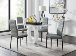 FurnitureboxUK Giovani 4 Grey Dining Table & 4 Milan Black Leg Chairs