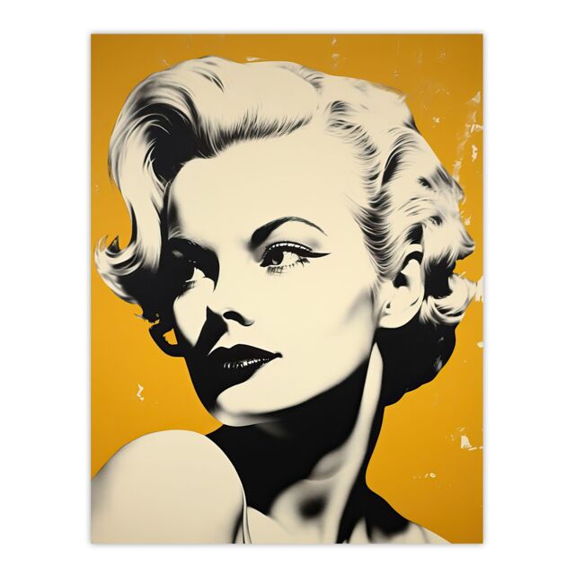Artery8 Blonde On Mustard A Stylish Modern Black White Photo Of A Woman On Yellow Large Wall Art Poster Print Thick Paper 18X24 Inch - image 1