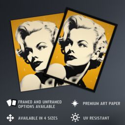 Artery8 Blonde On Mustard A Stylish Modern Black White Photo Of A Woman On Yellow Large Wall Art Poster Print Thick Paper 18X24 Inch - thumbnail 2