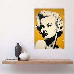 Artery8 Blonde On Mustard A Stylish Modern Black White Photo Of A Woman On Yellow Large Wall Art Poster Print Thick Paper 18X24 Inch - thumbnail 4