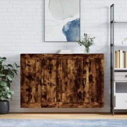 Berkfield Home Wall Mounted Cabinets 2 pcs Smoked Oak Engineered Wood in Brown - thumbnail 1