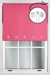 Furnished Fuchsia Pink Blackout Roller Blinds with Chrome Round Eyelets & Metal Fittings - Size: 45 cm width x 210 cm drop - thumbnail 1