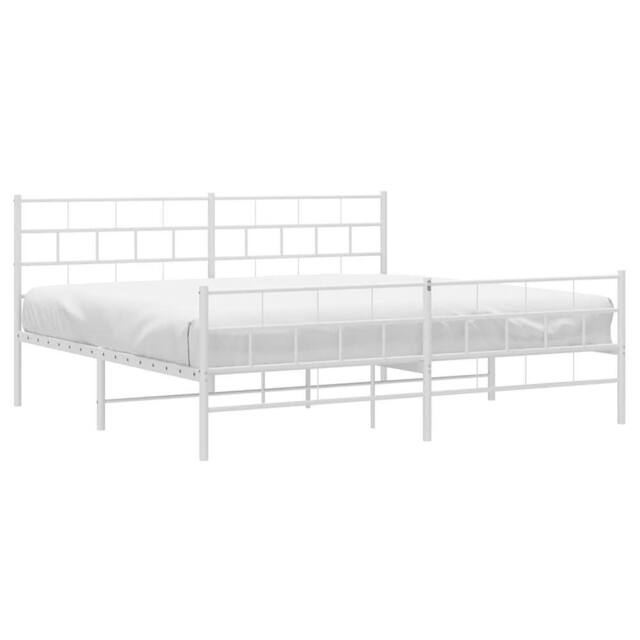 Berkfield Home Metal Bed Frame with Headboard & Footboard White 183x213 cm - image 1