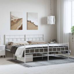Berkfield Home Metal Bed Frame with Headboard & Footboard White 183x213 cm - thumbnail 2