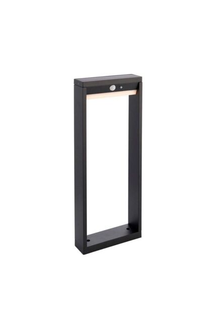 Netlighting Dannah Modern Solar Powered LED Box Shaped Bollard Lamp Textured Black PIR Motion & Day Night Sensors Warm White IP44 - image 1