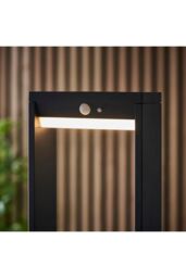 Netlighting Dannah Modern Solar Powered LED Box Shaped Bollard Lamp Textured Black PIR Motion & Day Night Sensors Warm White IP44 - thumbnail 5