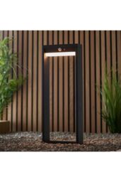 Netlighting Dannah Modern Solar Powered LED Box Shaped Bollard Lamp Textured Black PIR Motion & Day Night Sensors Warm White IP44 - thumbnail 3