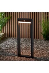Netlighting Dannah Modern Solar Powered LED Box Shaped Bollard Lamp Textured Black PIR Motion & Day Night Sensors Warm White IP44 - thumbnail 2