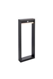Netlighting Dannah Modern Solar Powered LED Box Shaped Bollard Lamp Textured Black PIR Motion & Day Night Sensors Warm White IP44