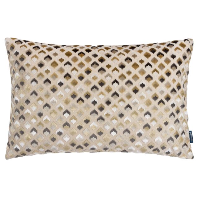 Paoletti Lexington Geometric Velvet Cushion in Taupe - Size: 40 cm x 60 cm - image 1