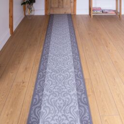 runrug Hallway Carpet Runner Rug - Soft & Comfy, 9mm - 'Baroque' in Light Grey - Size: 60 cm x 300 cm - thumbnail 4
