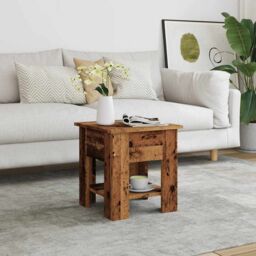Berkfield Home Coffee Table Old Wood 40x40x42 cm Engineered Wood in Brown - Size: 40 x 40 x 42 cm - thumbnail 3