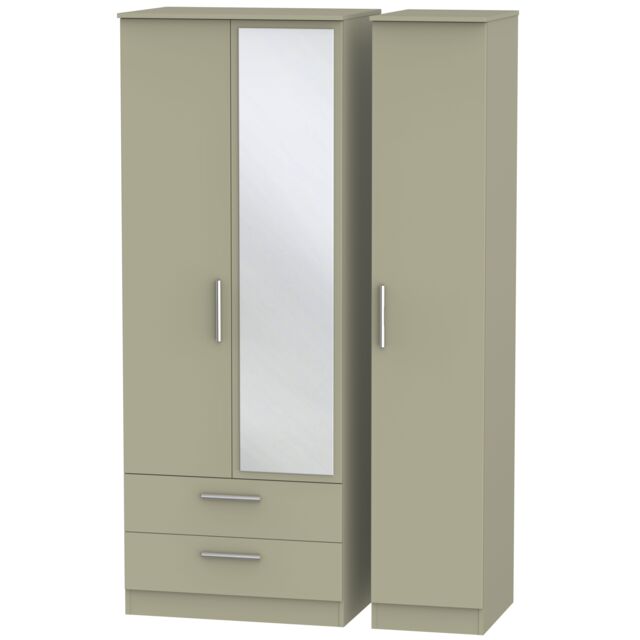 Ready Assembled 2 U Trent Triple Mirror Wardrobe with 2 Drawers (Ready Assembled) in Light Brown
