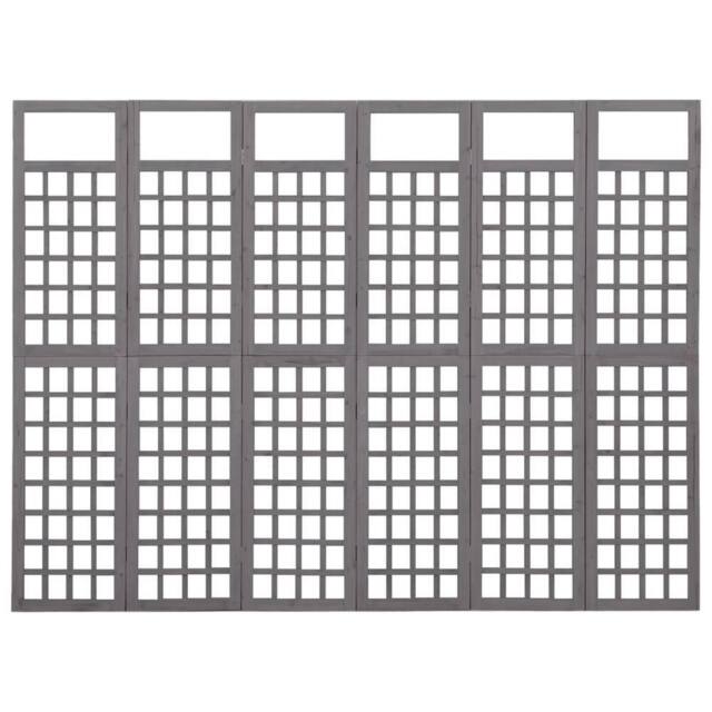 Berkfield Home 6-Panel Room Divider/Trellis Solid Fir Wood Grey 242.5x180 cm - image 1