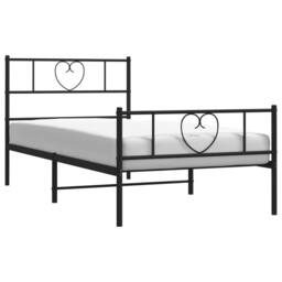 Berkfield Home Metal Bed Frame with Headboard & Footboard Black 90x190 cm Single