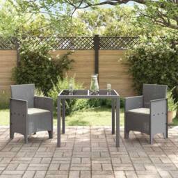Berkfield Home White Garden Chair Set of 2 Light Grey & Cream White Polypropylene - thumbnail 1