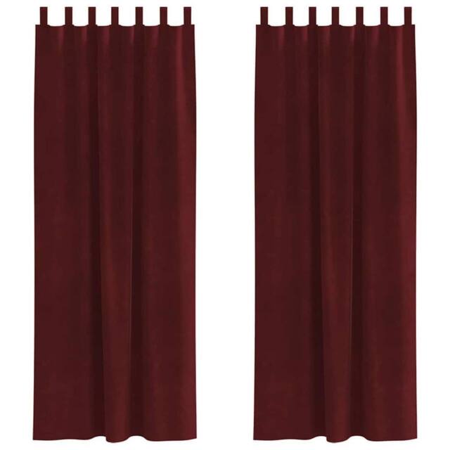 Berkfield Home Blackout Curtains with Hanging Loops 2 pcs Wine Red Velvet - image 1