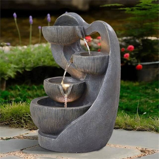 EONLION Electric Waterfall Fountain 4 Bowl Outdoor in Dark Grey - Size: 100 cm - image 1