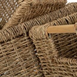 Red Hamper Seagrass Set of 3 Nordic Seagrass Storage Basket in Brown - thumbnail 4