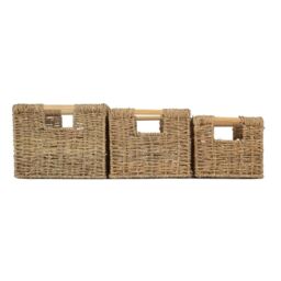Red Hamper Seagrass Set of 3 Nordic Seagrass Storage Basket in Brown - thumbnail 3