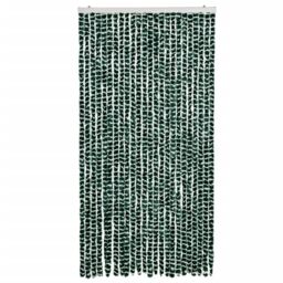 Berkfield Home Fly Curtain Green & White 100x200 cm Chenille - thumbnail 3