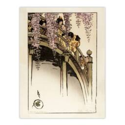 "Artery8 Helen Hyde Children on The Moon Bridge at Kameido Wall Art Print - Size: W12"" x H16""" - thumbnail 1