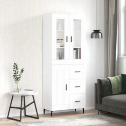 Berkfield Home Highboard White 69.5x34x180 cm Engineered Wood - thumbnail 1