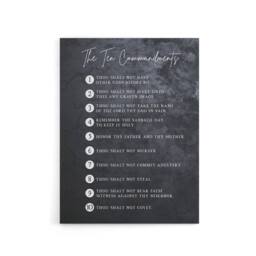 "Artery8 Ten Commandments From God Bible Quote Canvas Wall Art Print in Grey - Size: W18"" x H24""" - thumbnail 1