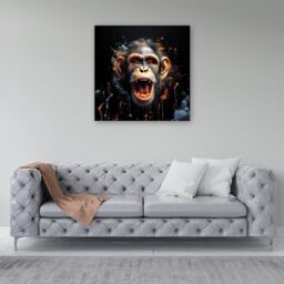 Warren Reed - Designer Monkey Face Splashart Canvas in Orange - Size: w10 inch x h10 inch - thumbnail 4