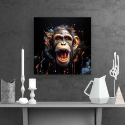Warren Reed - Designer Monkey Face Splashart Canvas in Orange - Size: w10 inch x h10 inch - thumbnail 2