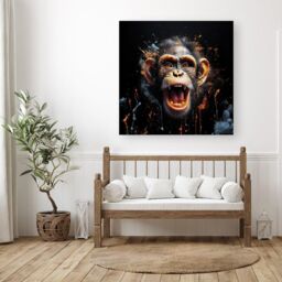 Warren Reed - Designer Monkey Face Splashart Canvas in Orange - Size: w10 inch x h10 inch - thumbnail 3