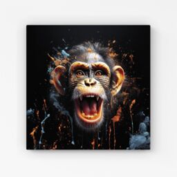 Warren Reed - Designer Monkey Face Splashart Canvas in Orange - Size: w10 inch x h10 inch - thumbnail 1