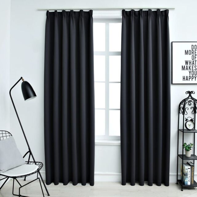 Berkfield Home Blackout Curtains with Hooks 2 pcs Black 140x225 cm - image 1