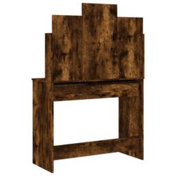 Berkfield Home Beautiful Dressing Table with Mirror Smoked Oak 96x39x142 cm in Brown - Size: 96 x 39 x 142 cm - thumbnail 7