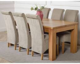 Thats Furniture Dakot 182 x 92cm Oak Large Dining Table & 6 Montana Fabric Chairs in Grey - Size: 182 x 92 cm - thumbnail 1