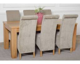 Thats Furniture Dakot 182 x 92cm Oak Large Dining Table & 6 Montana Fabric Chairs in Grey - Size: 182 x 92 cm - thumbnail 3