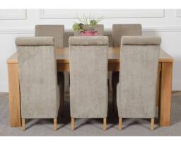 Thats Furniture Dakot 182 x 92cm Oak Large Dining Table & 6 Montana Fabric Chairs in Grey - Size: 182 x 92 cm - thumbnail 2