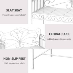 VOGREX Garden 2 Seater Bench Park Seating Outdoor Furniture Chair Decorative in White - thumbnail 5