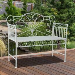 VOGREX Garden 2 Seater Bench Park Seating Outdoor Furniture Chair Decorative in White