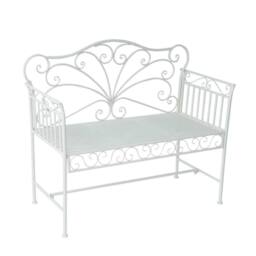 VOGREX Garden 2 Seater Bench Park Seating Outdoor Furniture Chair Decorative in White - thumbnail 3
