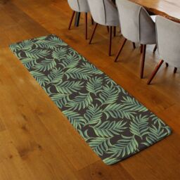 Benjamin Tate Design Green Palm Leaves Runner Rug in Natural - Size: 67 cm x 230 cm - thumbnail 2