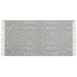 Wyld and Coco Runes Off-White Grey Geometric Rug 80 x 150 cm Cotton-Wool Tassels - Size: 80 cm x 150 cm - thumbnail 3