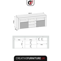 Creative Furniture Pulse TV Unit 145cm - A Stylish & Practical Cabinet with Gloss Doors & LED Lights in Light Oak - thumbnail 3